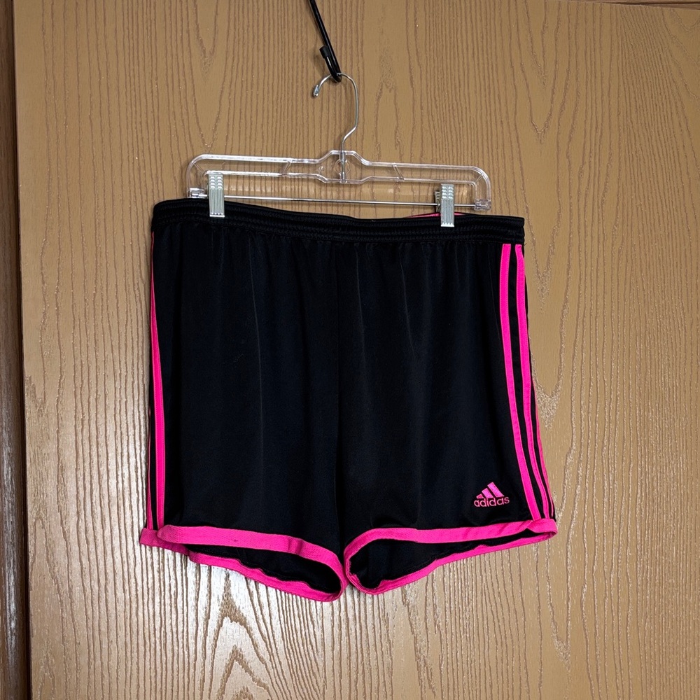 Adidas Women's Athletic Shorts Black with Pink Stripes